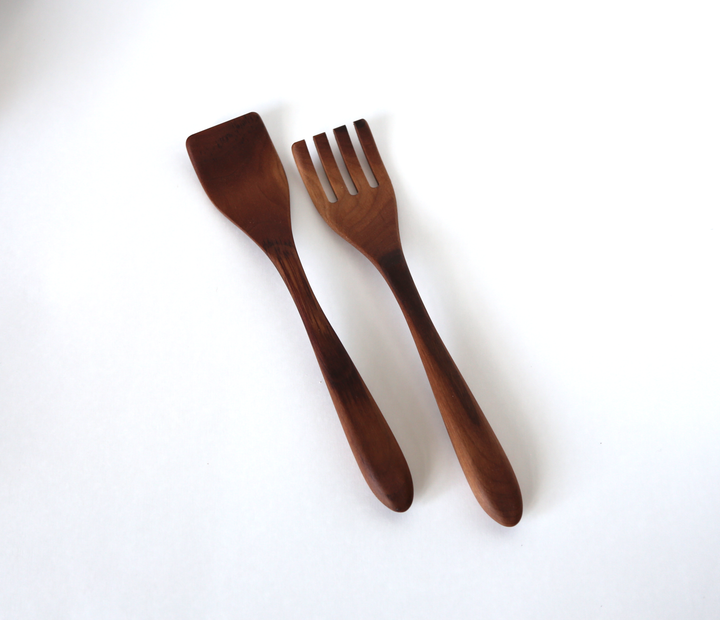 The Salad Lab 12" Walnut Servers