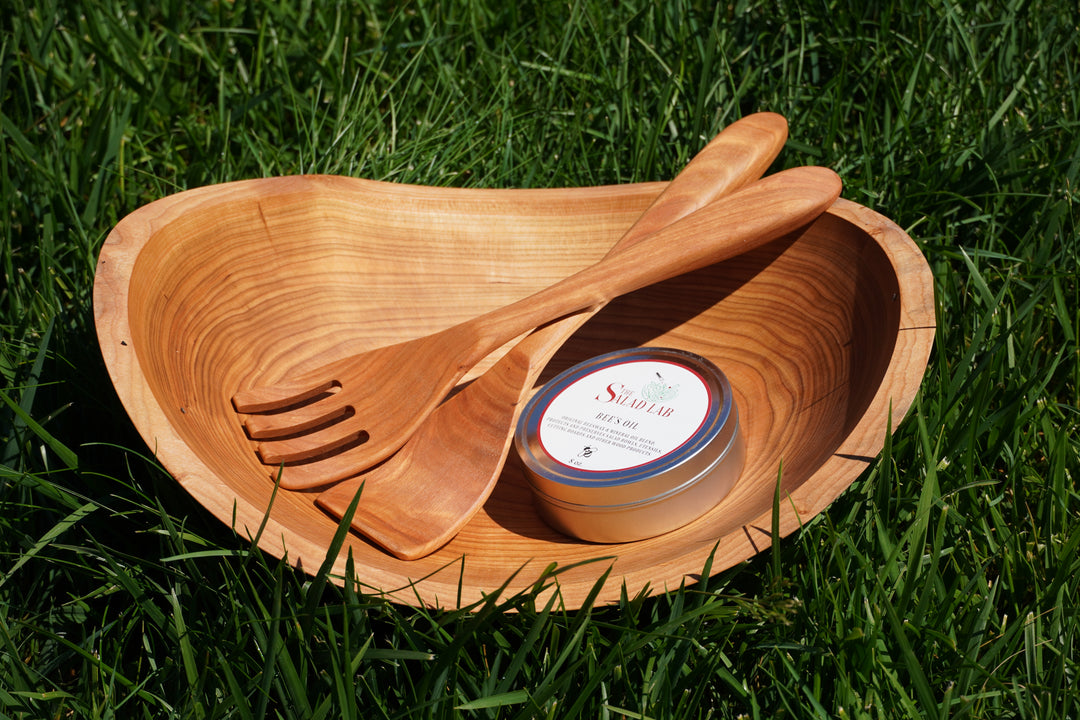 The Salad Lab 15" Live Edge Cherry Oval Bowl Set