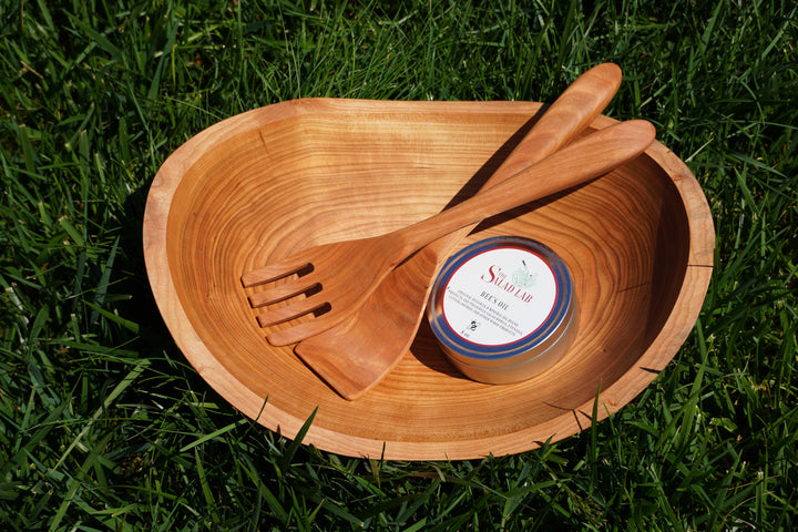 The Salad Lab 15" Live Edge Cherry Oval Bowl Set